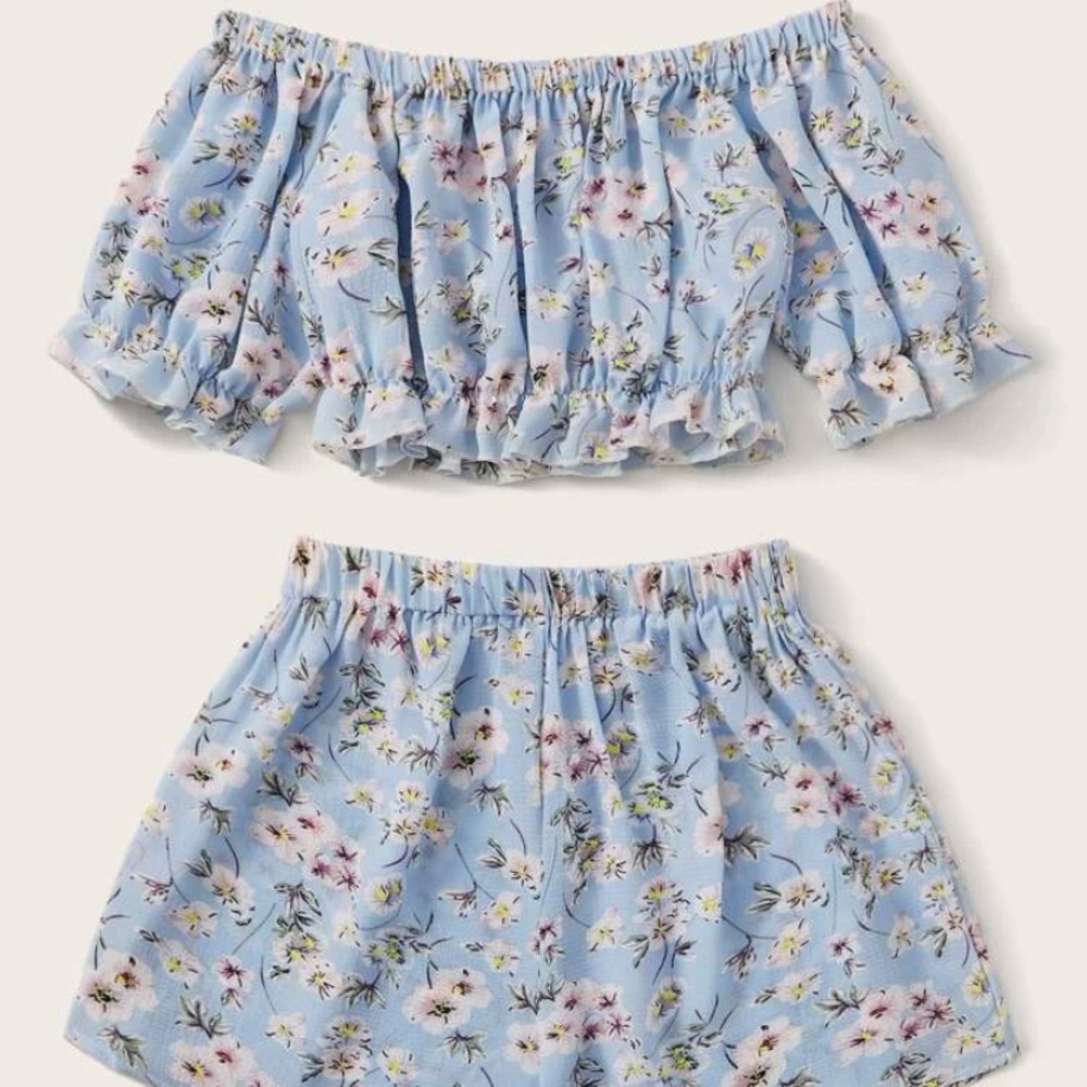 Romper floral two piece set